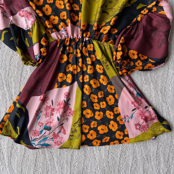 ZARA Patchwork Satin Dress EUC - Picture 11 of 16